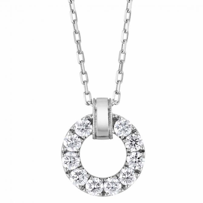 Frederic Sage Diamond Open Circle Pendant in White Gold, 18"