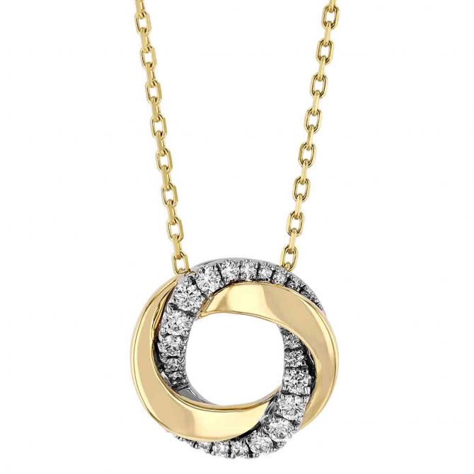 Frederic Sage Diamond Mini Swirl Rosette Necklace in White & Yellow Gold, 18"