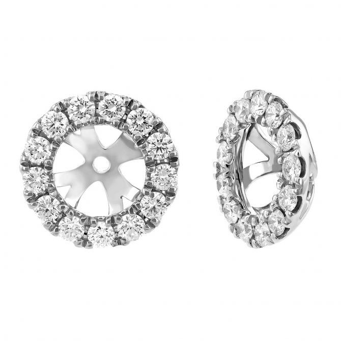 Diamond Halo Earring Jackets in White Gold