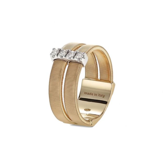 Marco Bicego Masai Collection 18k Yellow Gold and Diamond Double Row Band