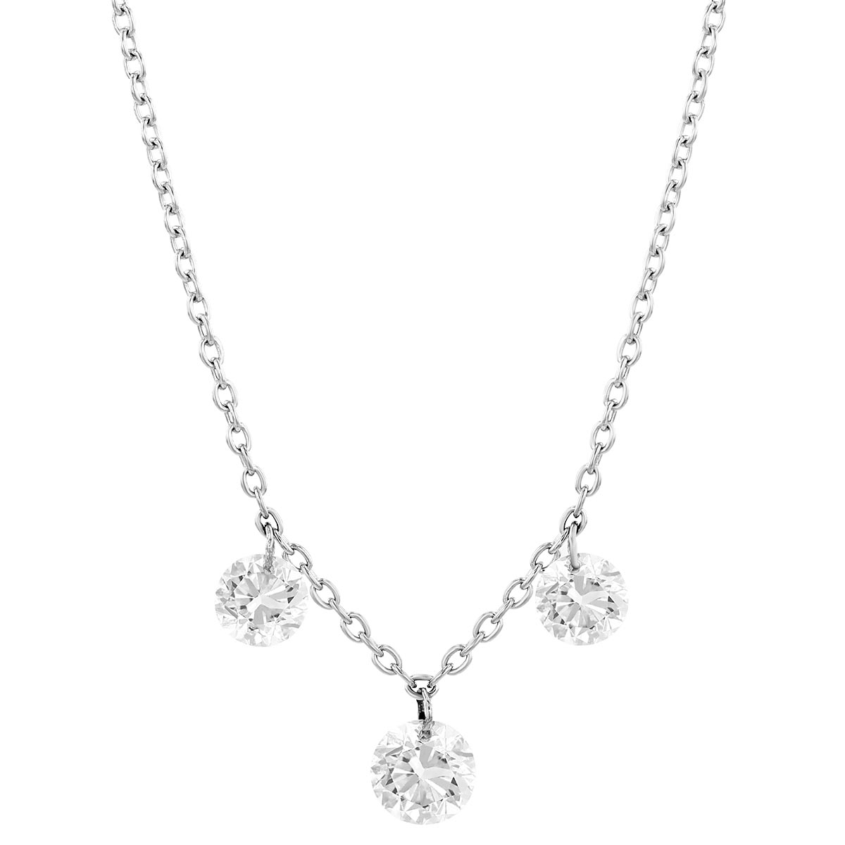 Aresa Dancing Diamond Trio Necklace In White Gold, 18