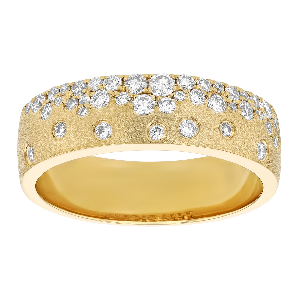 Diamond Flush Set Scatter Ring in Satin Yellow Gold | Borsheims