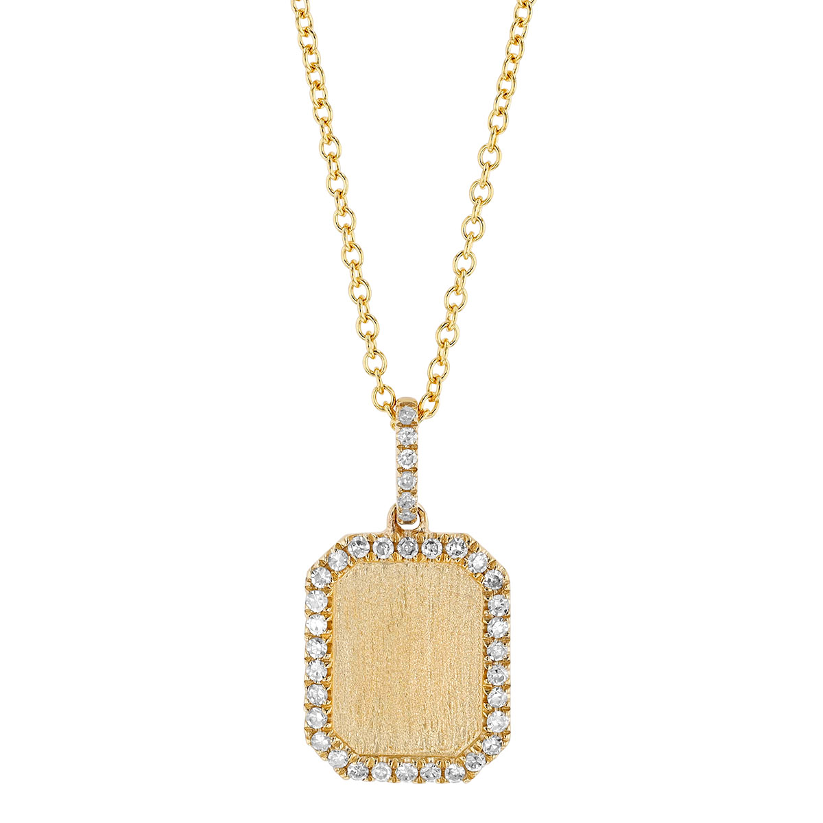 Diamond Outline Rectangle Tag Pendant in Yellow Gold, 18