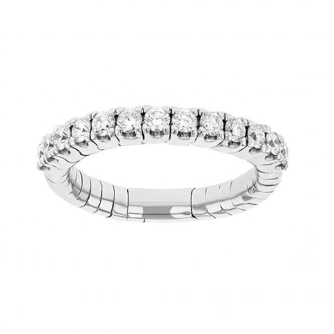 Diamond Single Row Flexible Ring in White Gold