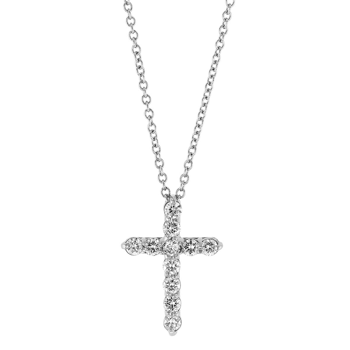 Diamond Cross Pendant in White Gold, 0.3 cttw, 18