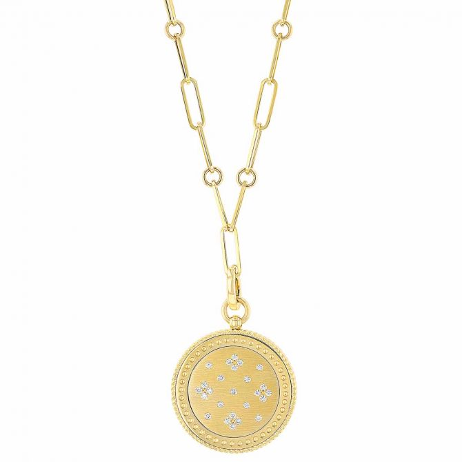 Roberto Coin Venetian Princess Satin 18K Gold Coin Edge Medallion with Diamonds