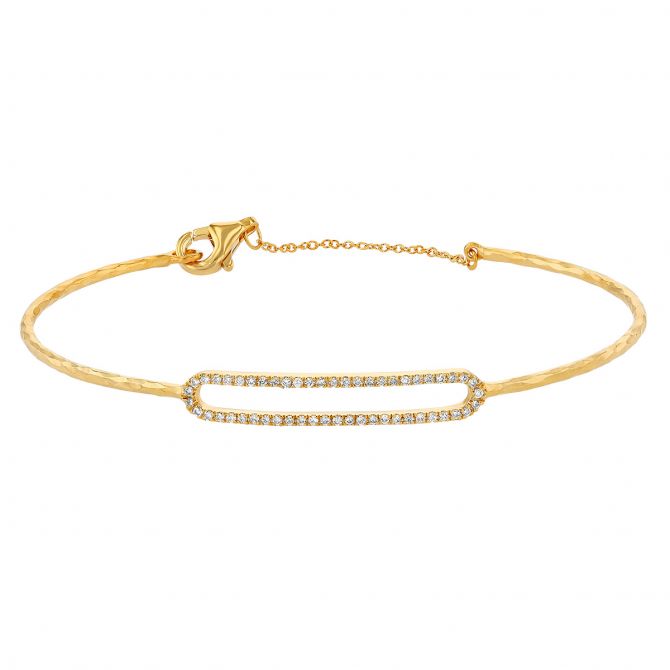 Marika Diamond Pavé Open Oval Bangle Bracelet in Yellow Gold