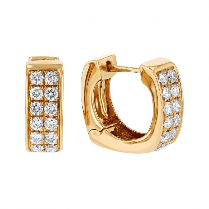 Frederic Sage Diamond Pavé Square Edge Huggie Hoop Earrings in Yellow Gold