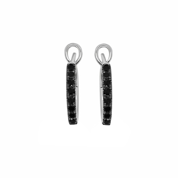 Frederic Sage Black Diamond Huggie Hoop Earrings in White Gold, 0.46 cttw