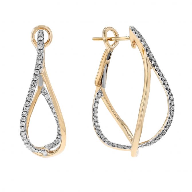 Frederic Sage Diamond Crossover Drop Earrings in Yellow Gold