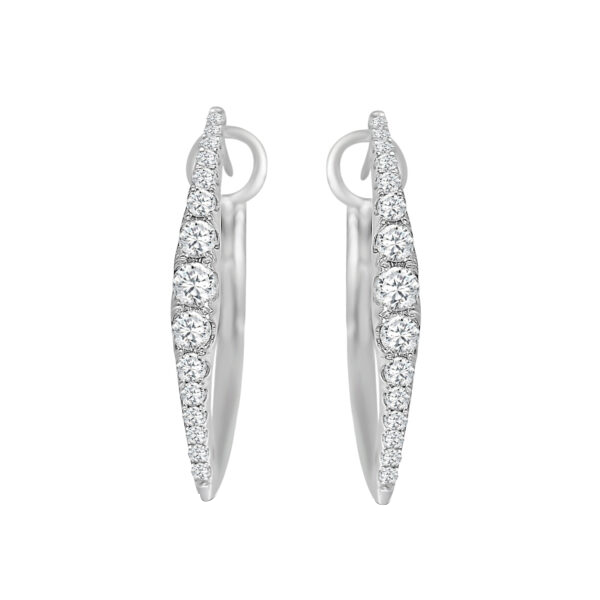 Frederic Sage Graduated Diamond Marquise Shaped Hoop Earrings in White Gold