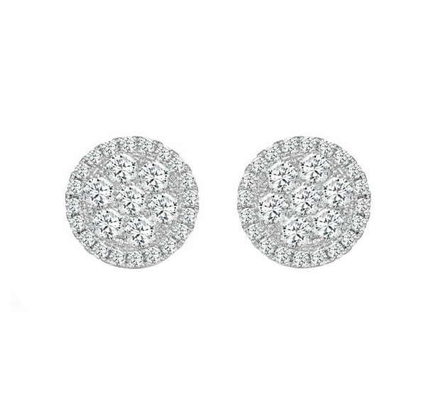 Frederic Sage Diamond Cluster Round Stud Earrings in White Gold