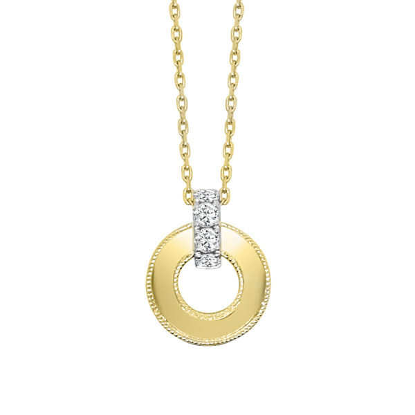 Frederic Sage Milgrain Open Circle & Diamond Bail Pendant in Yellow ...