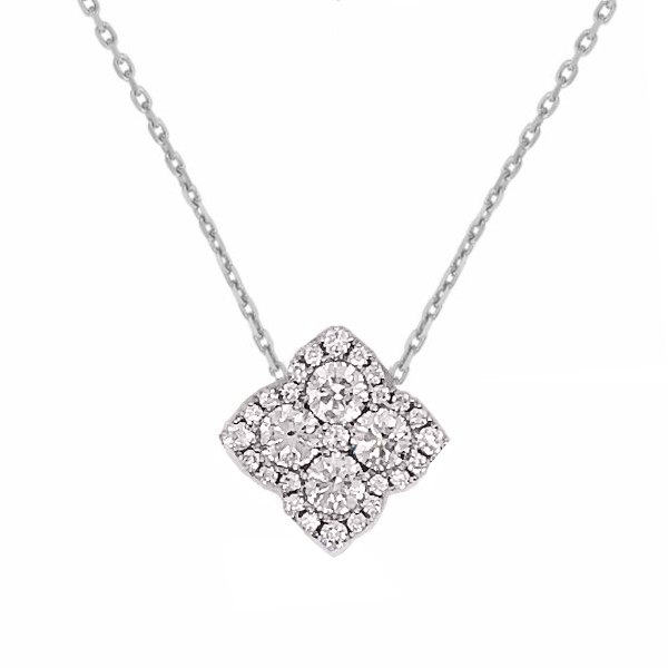 Frederic Sage Diamond Quatrefoil Necklace in White Gold, 18"