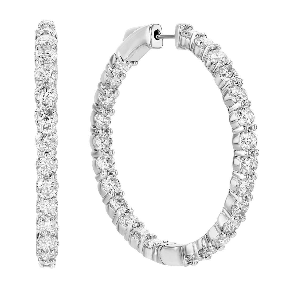 Diamond Inside Out Hoop Earrings in White Gold, 10.00 cttw | Borsheims