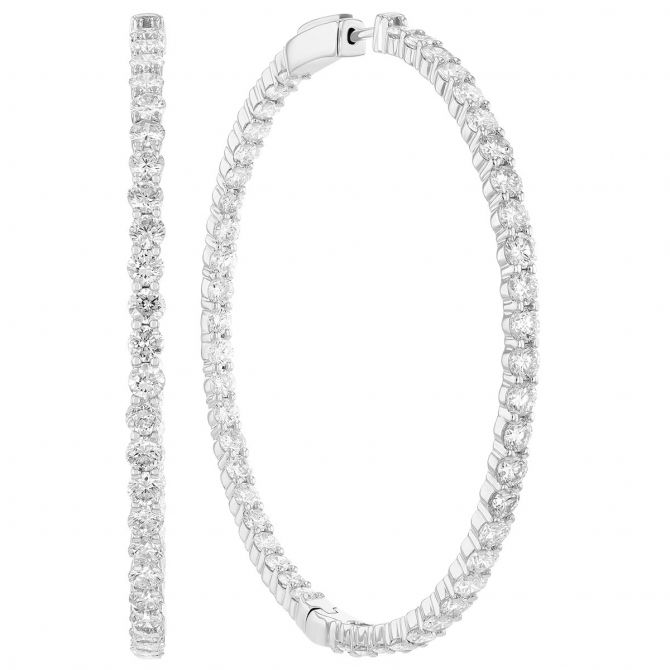 Diamond Inside Out Hoop Earrings in White Gold, 7.00 cttw