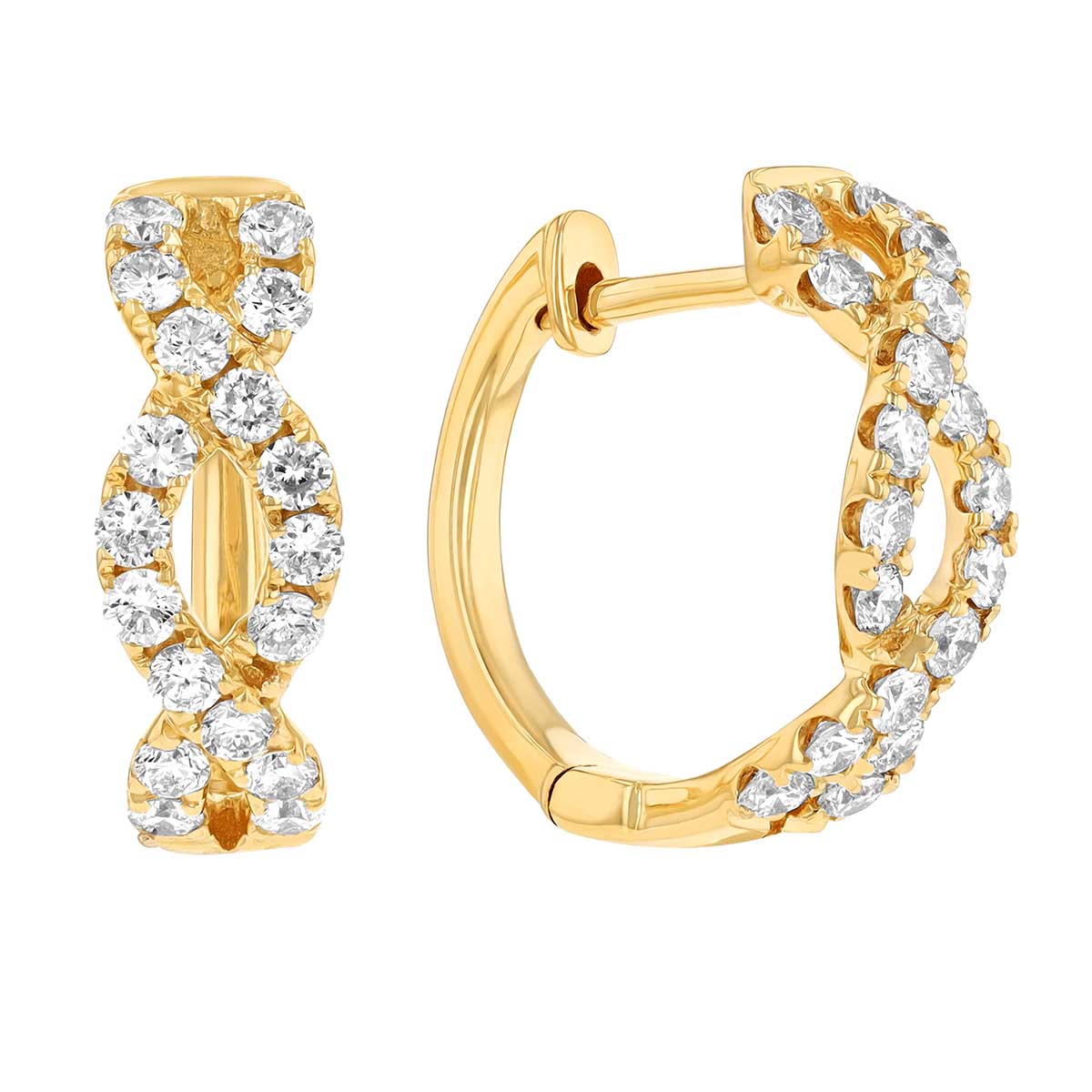 Diamond Criss Cross Hoop Earrings in Yellow Gold, 0.63 cttw | Borsheims