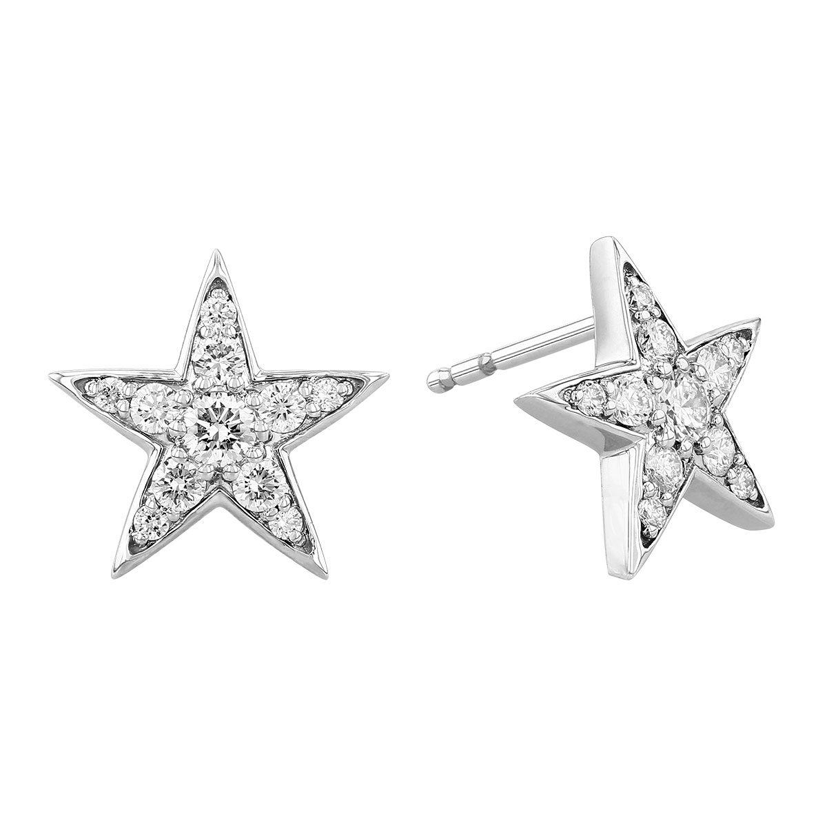 Roberto Coin Diamond Star Stud Earrings in White Gold | 111438AWERX0 ...