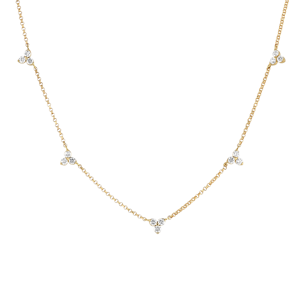 Roberto Coin Diamond Trio 5 Station Necklace in Yellow Gold, 18 ...