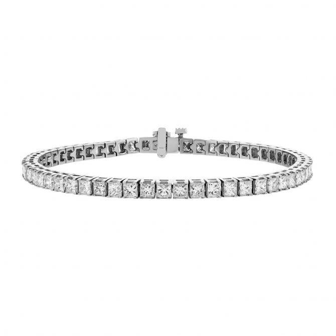 Diamond 4 Prong Tennis Bracelet in White Gold, 5.95 aptw