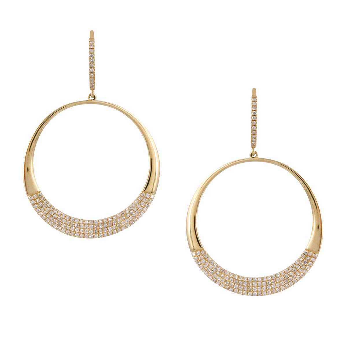 Doves Diamond Pavé Open Circle Dangle Earrings in Yellow Gold | E9557 ...