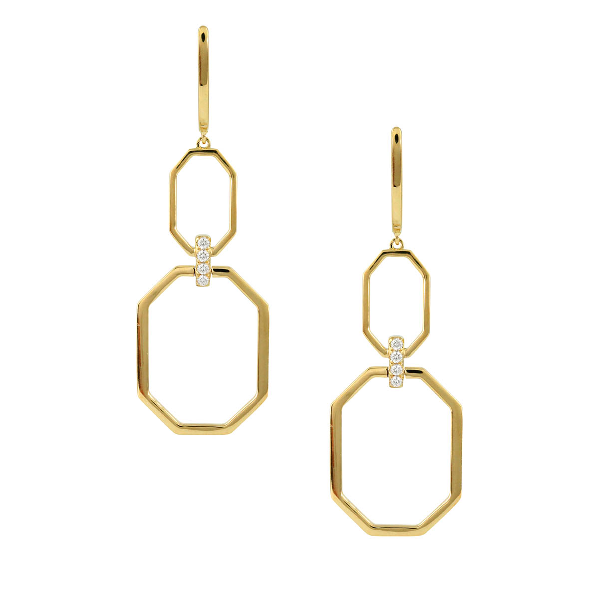 Doves Yellow Gold & Diamond Geometric Dangle Earrings | E9823 | Borsheims