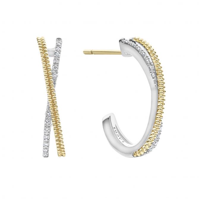 LAGOS Caviar Lux Diamond Hoop Earrings