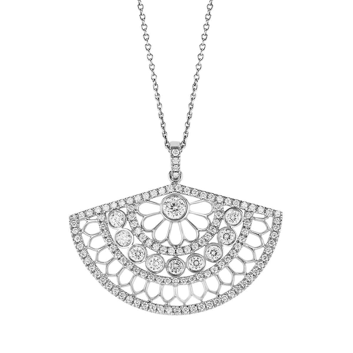 Roberto Coin Cento Rosette Sole Fan Shaped Pendant in White Gold ...