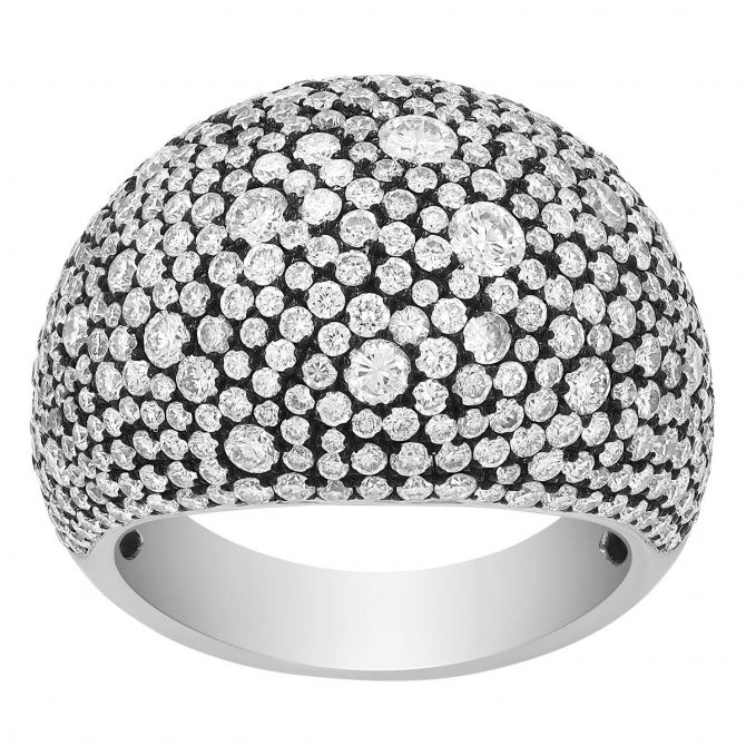 TARA Pearls Diamond Pave Dome Wide Bang Ring in White Gold