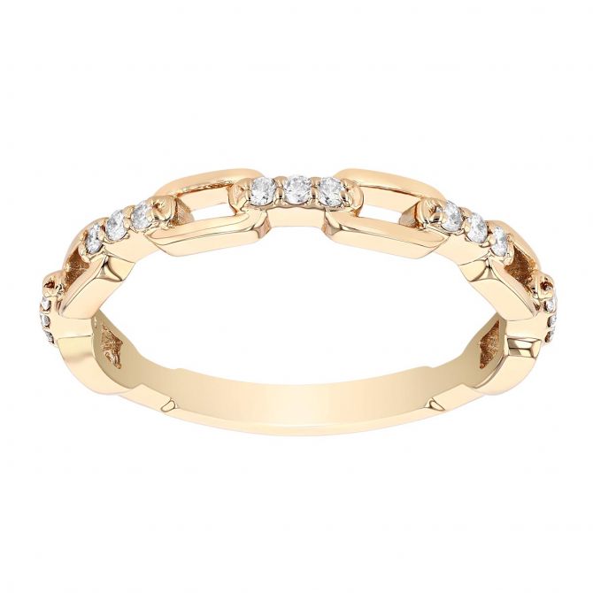 Yellow Gold & Diamond Link Band Ring