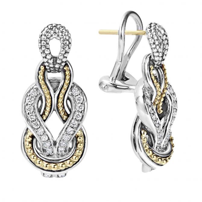 LAGOS Newport Caviar Knot Diamond Drop Earrings