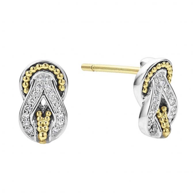 LAGOS Newport Small Two Tone Knot Diamond Stud Earrings