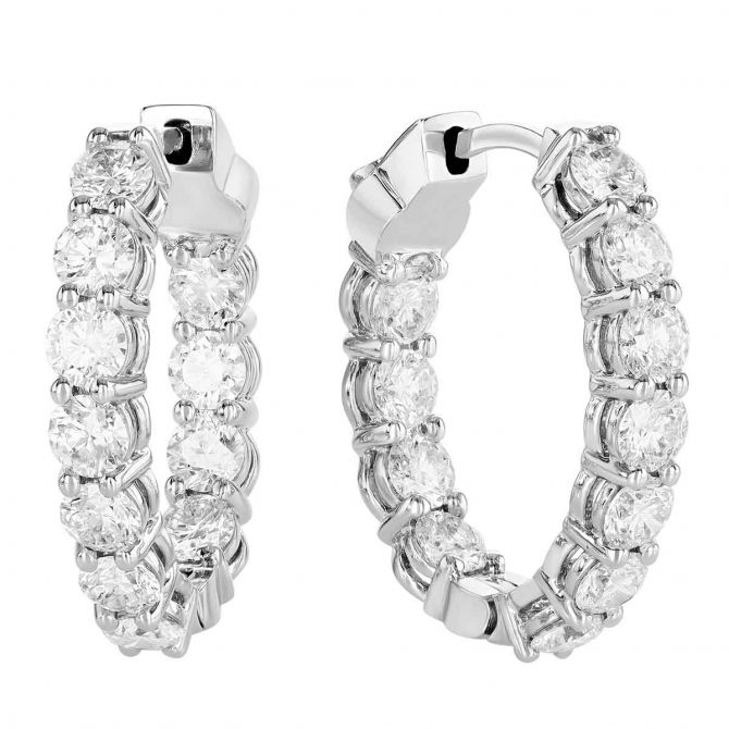 Diamond Inside Out Hoop Earrings in White Gold, 4.51 cttw