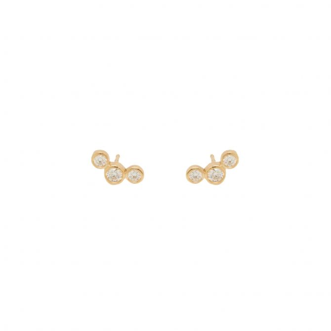 Zoe Chicco Graduated Bezel Diamond Trio Stud Earrings in Yellow Gold