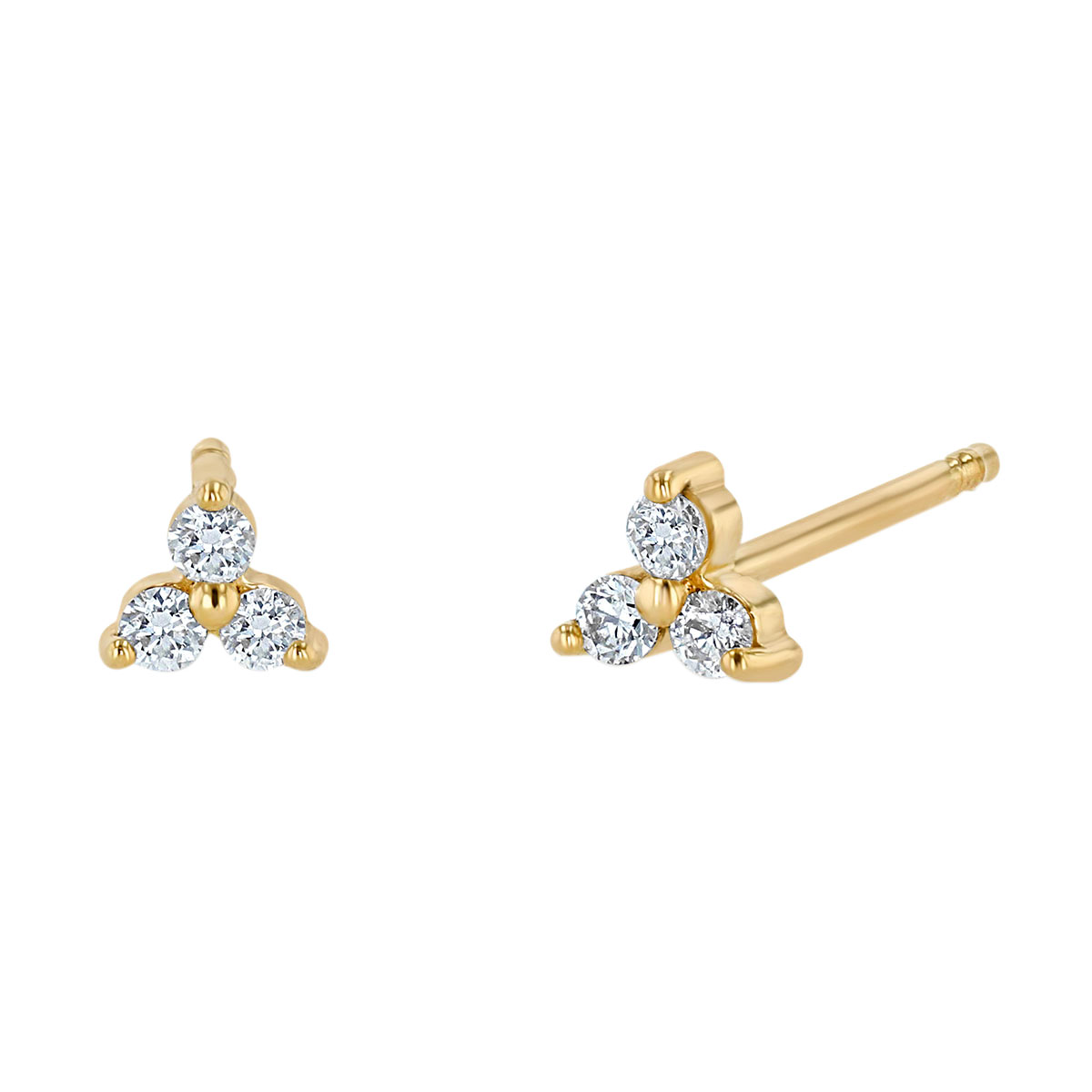 Zoe Chicco Tiny Prong Diamond Trio Stud Earrings in Yellow Gold | PTSE ...