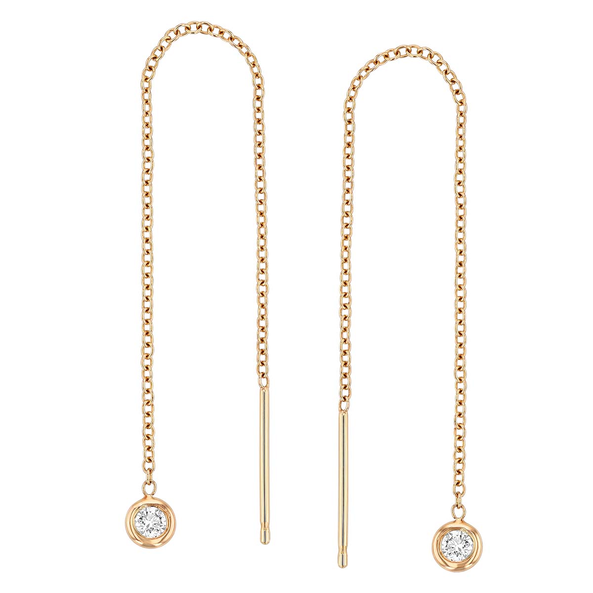 Zoe Chicco Floating Diamond Threader Earrings in Yellow Gold