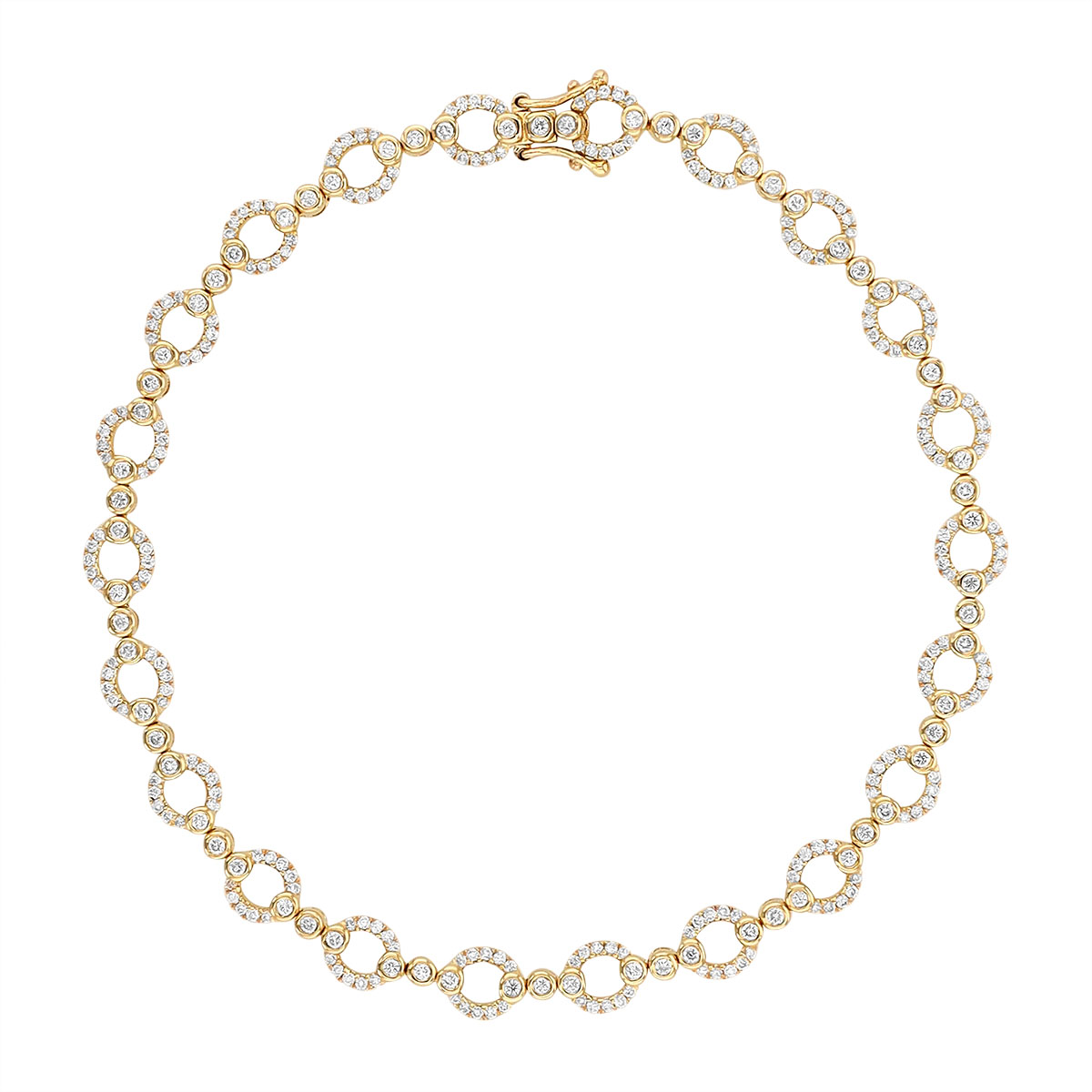 Diamond Open Circle Link Chain Bracelet in Yellow Gold | Borsheims