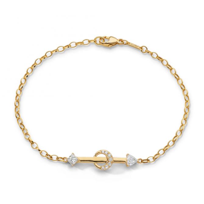 Monica Rich Kosann "Strength" Arrow & Diamond Petite Posey Bracelet in Yellow Gold, 7"