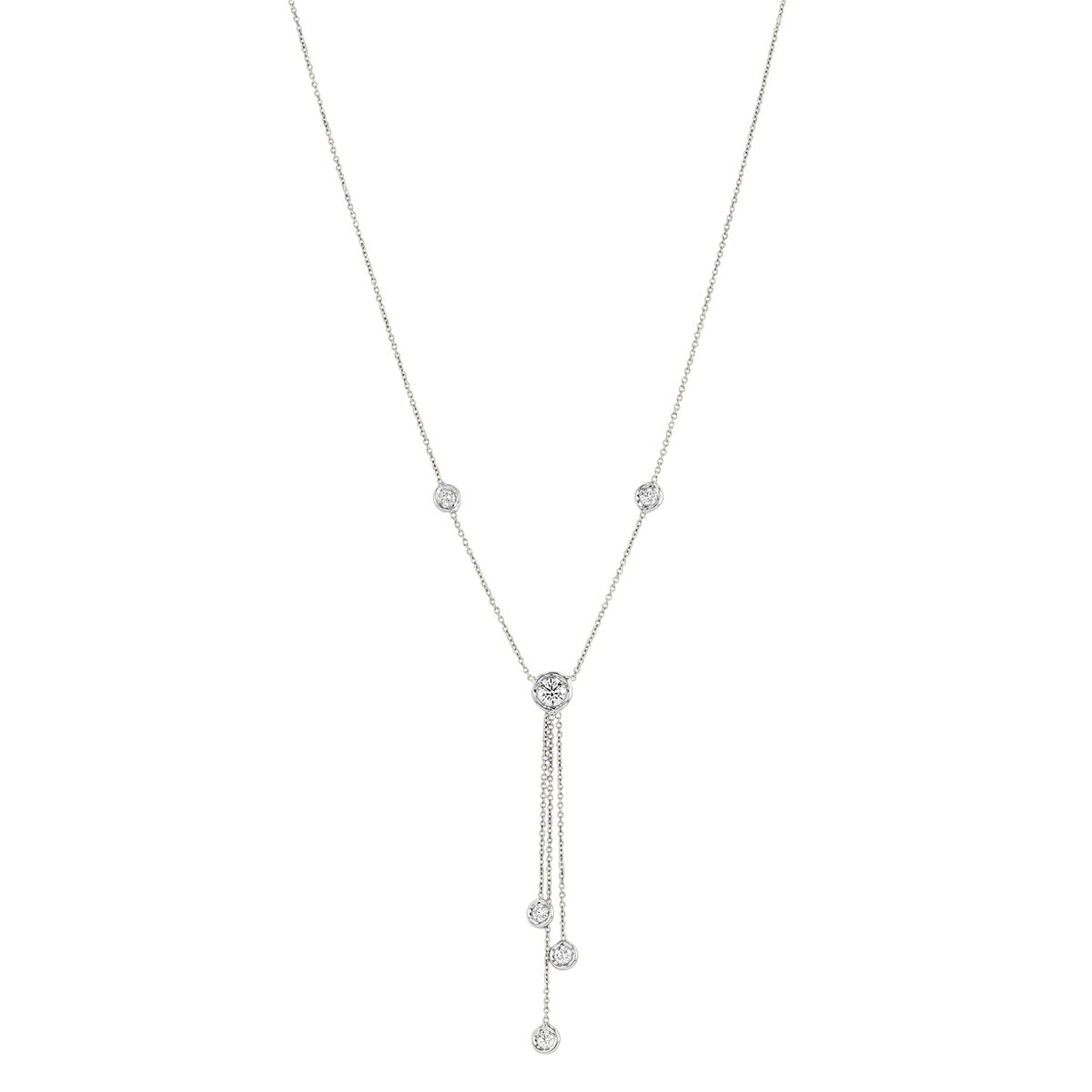 Roberto Coin Diamond Bezel Set Lariat Necklace in White Gold, 18 ...