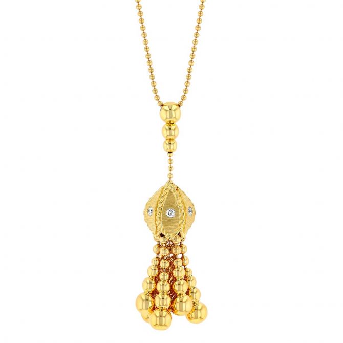 Roberto Coin Princess Yellow Gold Tassel Pendant with Diamonds