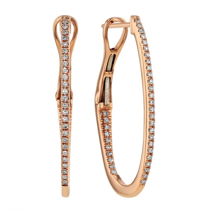 Diamond Inside Out Hoop Earrings in Rose Gold, 0.20 cttw