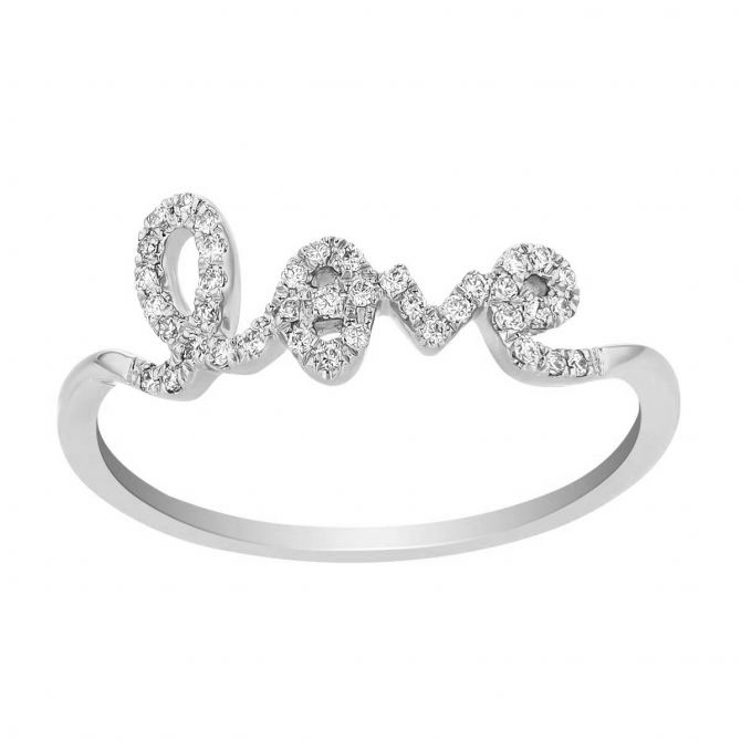 Diamond "Love" Ring in White Gold