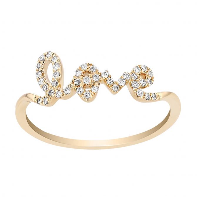 Diamond Love Ring in Yellow Gold