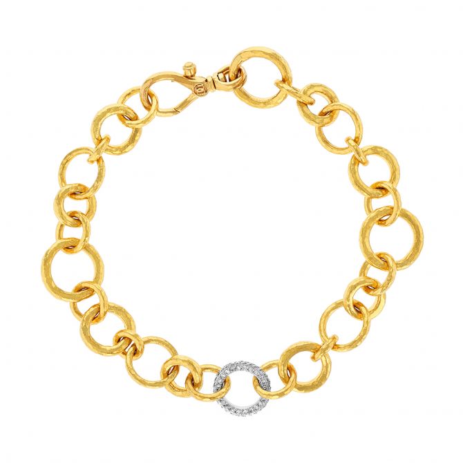 Gurhan Hoopla Diamond Link Bracelet in Yellow & White Gold, 7.5"