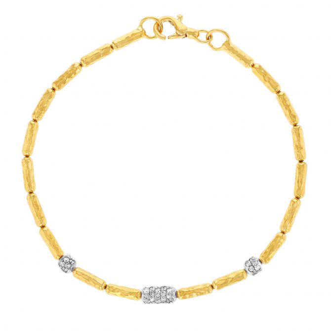 Gurhan Vertigo Diamond Pavé Bead Single Strand Bracelet in Yellow Gold, 7.25"