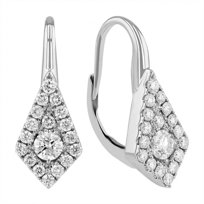 Frederic Sage Diamond Pavé Kite Shaped Drop Earrings in White Gold