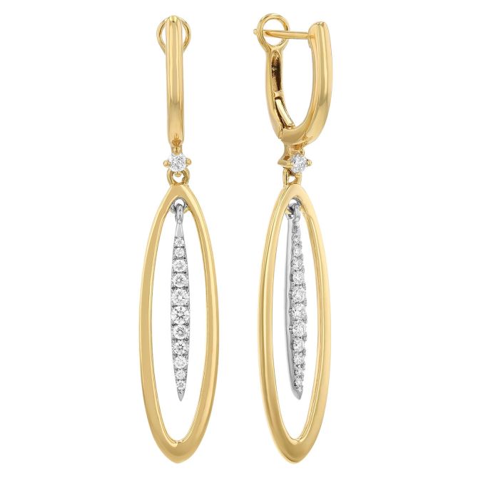 Frederic Sage Graduated Diamond Column & Oval Dangle Hoop Earrings in Two Tone