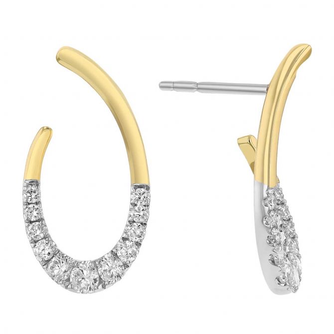 Frederic Sage Diamond Graduated Open Oval Drop Earrings in White & Yellow Gold