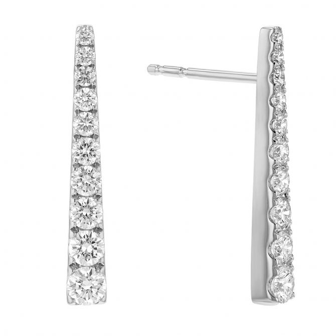 Frederic Sage Diamond Graduated Vertical Bar Earrings in White Gold