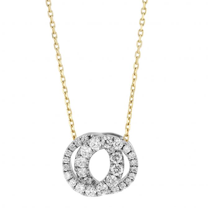 Frederic Sage Diamond Interlocking Circle Pendant Necklace in White & Yellow Gold, 18"